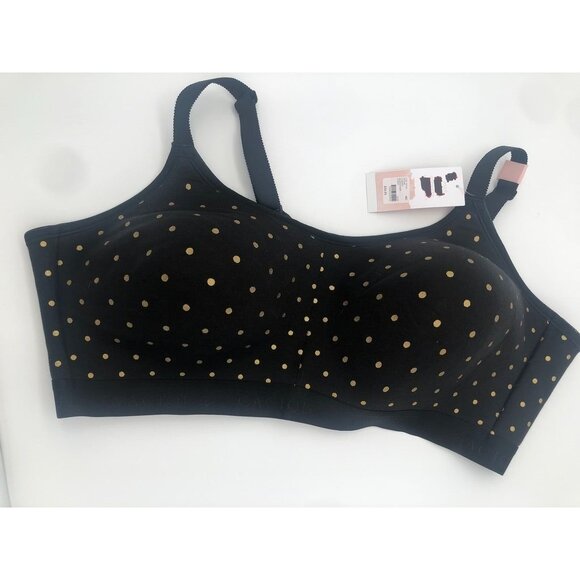 Cacique Lane Bryant Cotton Scoop Neck Lightly Lined No-Wire Bra Polka Dot 46C - Picture 3 of 11